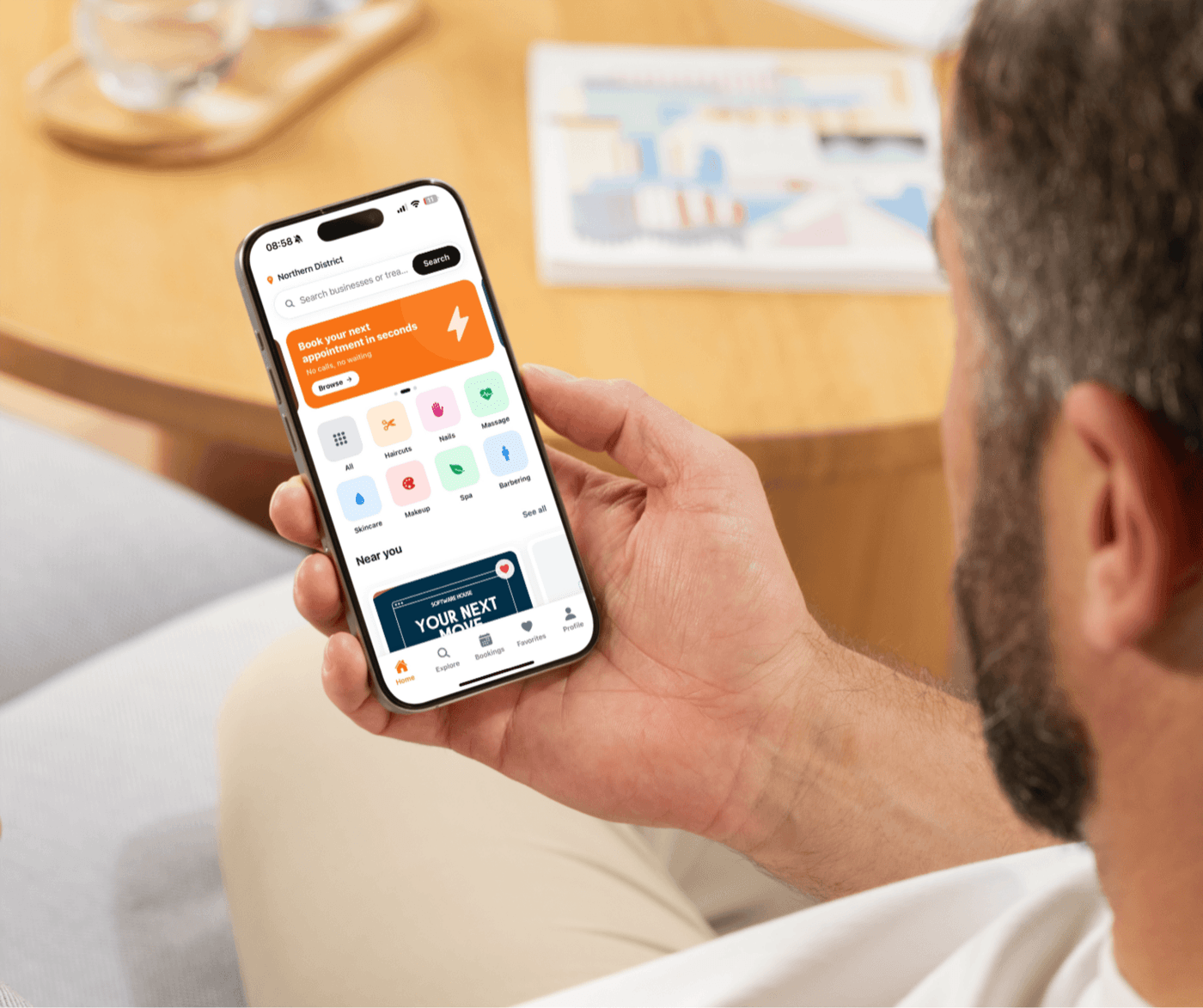 A customer booking on the Grunba app